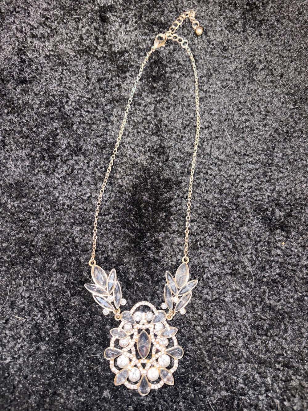 Gold-Tone Clear Crystal Statement Necklace